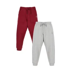 Kiddopanti Boys Grey Melange & Maroon Regular Fit Trackpants - Pack of 2-picture-35