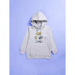 Kiddopanti Boys Grey Melange Regular Fit Printed Sweatshirt-picture-11