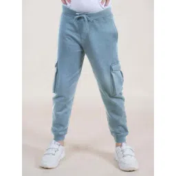 Kiddopanti Boys Light Blue Solid Track Bottoms Joggers-picture-43
