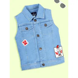 KiddoPanti Boys Lightweight Denim Jacket With Patchwork-picture-21