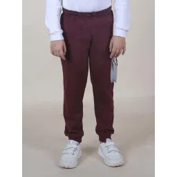 Kiddopanti Boys Maroon & Grey Melange Solid Track Bottoms Joggers-picture-15