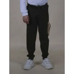 Kiddopanti Boys Military Green & Beige Solid Track Bottoms Joggers-picture-28