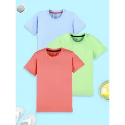 Kiddopanti Boys Multi Cotton Solid Round Neck T-Shirt Pack of 3-picture-22