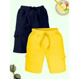 Kiddopanti Boys Multi Cotton Solid Shorts (Pack Of 2)-picture-44