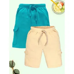 Kiddopanti Boys Multi Cotton Solid Shorts (Pack Of 2)-picture-18