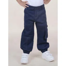 Kiddopanti Boys Navy Cotton Solid Trousers Pants-picture-41