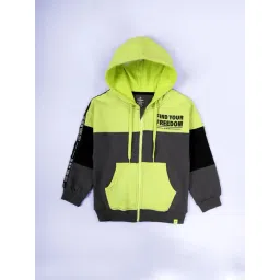 Kiddopanti Boys Neon Green and Grey Printed Sweatshirt-picture-16