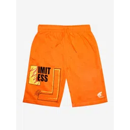 KiddoPanti Boys Orange Limitless Printed Pure Cotton Sports Shorts-picture-14