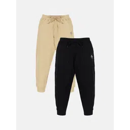 KiddoPanti Boys Pack Of 2 Brand Logo Printed Relaxed-Fit Mid-Rise Joggers Track Pants-picture-23