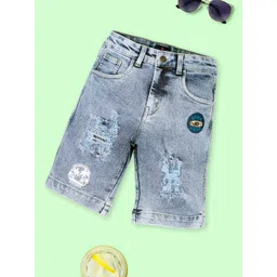 KiddoPanti Boys Printed Denim Denim Shorts-picture-29