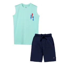 KiddoPanti Boys Printed Pure Cotton Sleeveless T-shirt with Shorts-picture-40