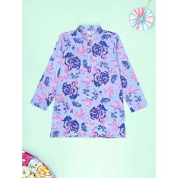 Kiddopanti Boys Sky Blue and Pink Cotton Printed Kurta-picture-43