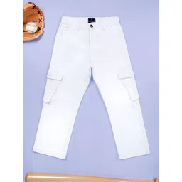 KiddoPanti Boys Straight Fit Mid-Rise Stretchable Cargo Jeans with Side Flap Pockets-picture-25