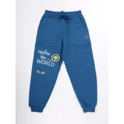 Kiddopanti Boys Teal Blue Regular Fit Printed Trackpant-picture-22