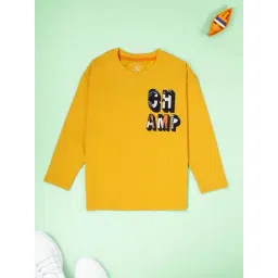 KiddoPanti Boys Yellow Cotton Printed T-Shirts-picture-25