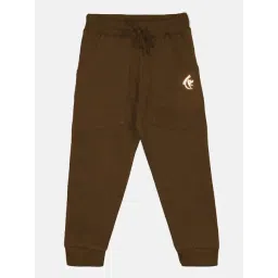 Kiddopanti Brown Fleece Regular Solid Track Bottoms Joggers-picture-12