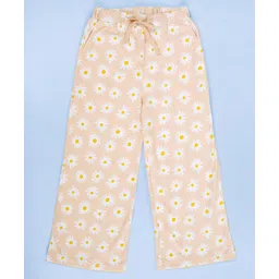 Kiddopanti Cotton Knit Floral Printed Pajama - Peach-picture-38