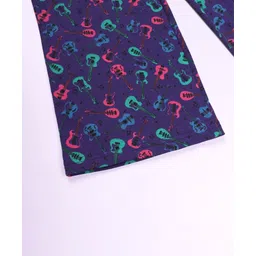 Kiddopanti Cotton Knit Guitar Printed Pajamas - Dark Purple image 4