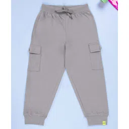 Kiddopanti Cotton Knit Solid Cargo Track Pants - Steel Grey-picture-41