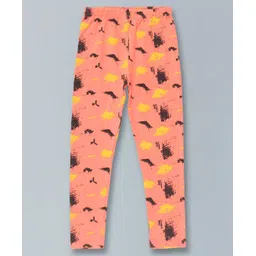 Kiddopanti Cotton Lycra Abstract Printed Legging - Peach-picture-39