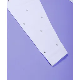 Kiddopanti Cotton Lycra Knit Stones Embellished Leggings - White image 5