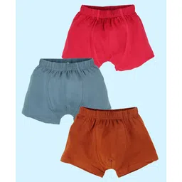 Kiddopanti Cotton Lycra Pack Of 3 Solid Boxers - Red Grey & Brown-picture-38