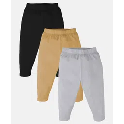 Kiddopanti Cotton Lycra Pack Of 3 Solid Capri Leggings - Multi Colour-picture-31