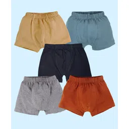 Kiddopanti Cotton Lycra Pack Of 5 Solid Boxers - Beige Grey Black & Brown-picture-34