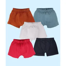 Kiddopanti Cotton Lycra Pack Of 5 Solid Boxers - Brown Grey Red Black & White-picture-25