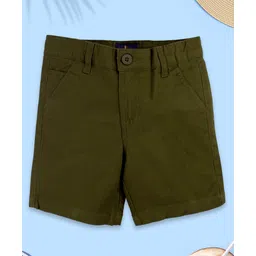 Kiddopanti Cotton Lycra Solid Shorts - Dark Green-picture-33