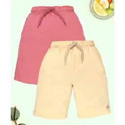 Kiddopanti Cotton Pack Of 2 Solid Shorts - Dusty Pink & Sand-picture-17