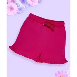 Kiddopanti Cotton Pack Of 2 Solid Shorts - Pink & Orchid image 3
