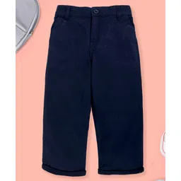Kiddopanti Cotton Woven Solid Chinos - Navy-picture-22