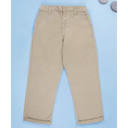 Kiddopanti Cotton Woven Solid Pants - Beige-picture-12