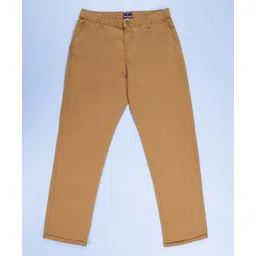 Kiddopanti Cotton Woven Solid Pants - Light Brown-picture-25