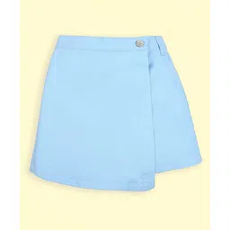 Kiddopanti Cotton Woven Solid Skorts - Pastel Blue-picture-41