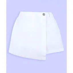 Kiddopanti Cotton Woven Solid Skorts - White-picture-40