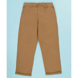 Kiddopanti Cotton Woven Solid Trouser - Light Brown-picture-39