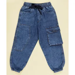 Kiddopanti Denim Solid Jogger FIt Jeans - Blue-picture-18