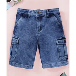 Kiddopanti Denim Woven Mild Washed Shorts - Medium Rag Blue-picture-17