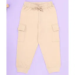 Kiddopanti Fleece Knit Solid Cargo Track Pants - Beige-picture-37