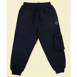 Kiddopanti  Fleece Solid Cargo Track Pant - Jet Black-picture-24