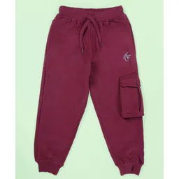 Kiddopanti  Fleece Solid Cargo Track Pant - Maroon-picture-22