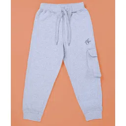 Kiddopanti  Fleece Solid Cargo Track Pant - Melange Grey-picture-23