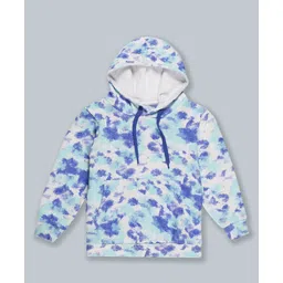 Kiddopanti Full Sleeves Tie & Dyed Hooded Sweatshirt With Front Pocket - Blue-picture-18