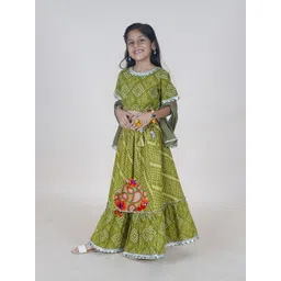 KiddoPanti Girls Bandhani Printed Ready to Wear Lehenga & Blouse With Dupatta-picture-41