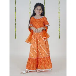 KiddoPanti Girls Bandhani Printed Ready to Wear Lehenga & Blouse With Dupatta-picture-37