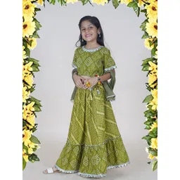 KiddoPanti Girls Bandhani Printed Ready to Wear Lehenga & Blouse With Dupatta-picture-38