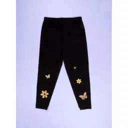 Kiddopanti Girls Black Applique Leggings-picture-10