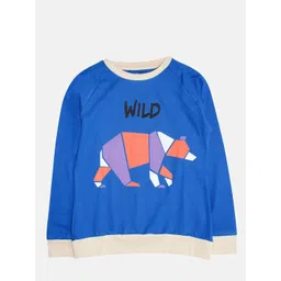 KiddoPanti Girls Blue Typography Colourblocked T-shirt-picture-19
